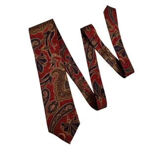 Christian Dior Men’s Silk Necktie Red Blue Paisley Made In USA Designer Tie EUC